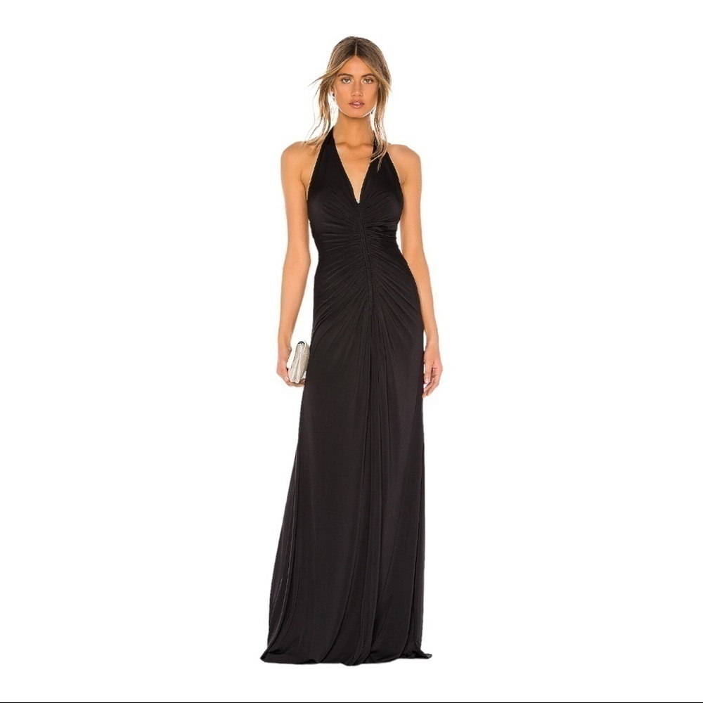 Jill Jill Stuart Mj Ruched Halter Gown In Black. Nwt.
